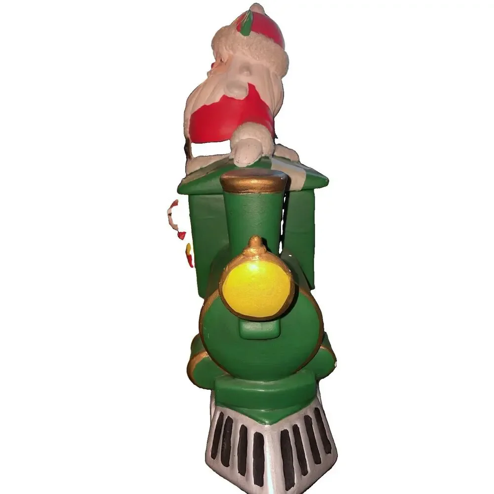 Vintage Santa Clause On A Train Christmas Cookie Jar With His Elf 12x10